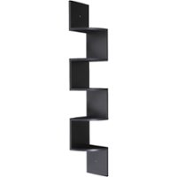 OneSpace - Large Corner Wall Shelf - Black - Front_Zoom