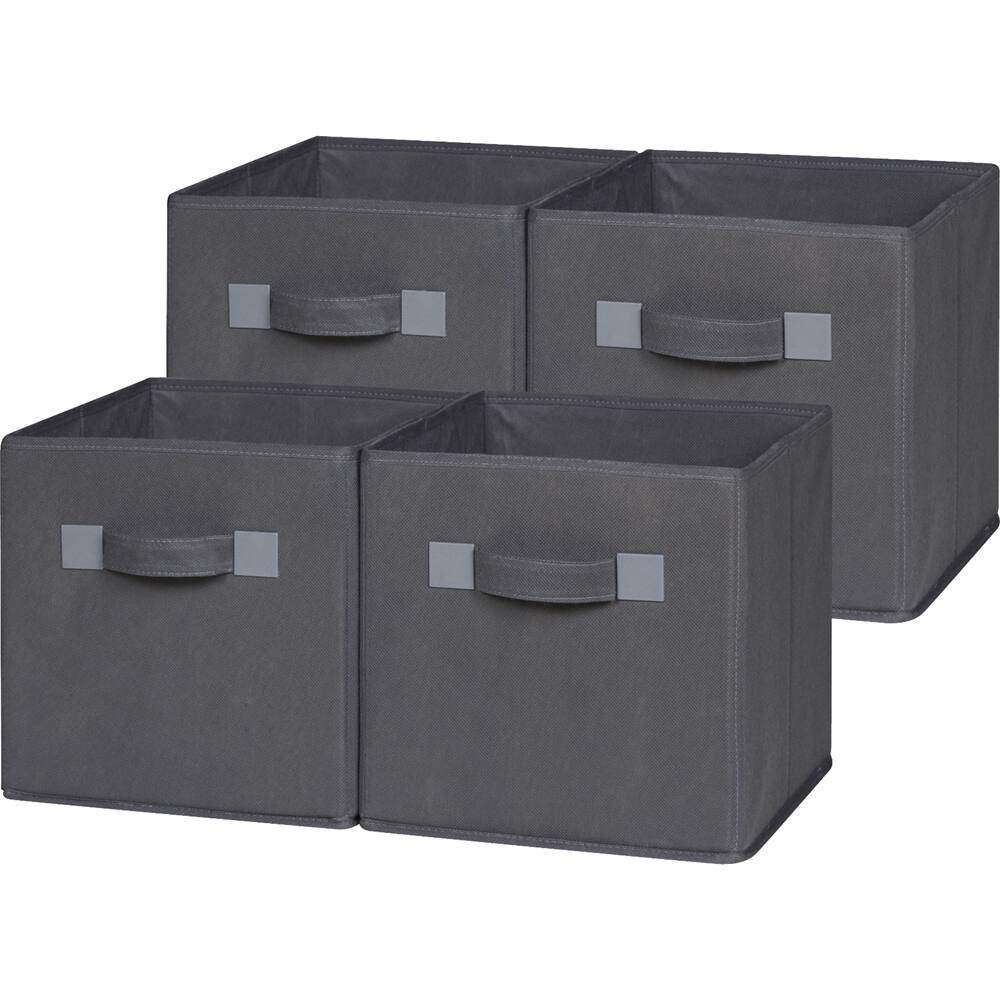 Hespama 20 Quart Foldable Storage Cubes - 4 Pack Grey Plastic Open Top Bins - View #5