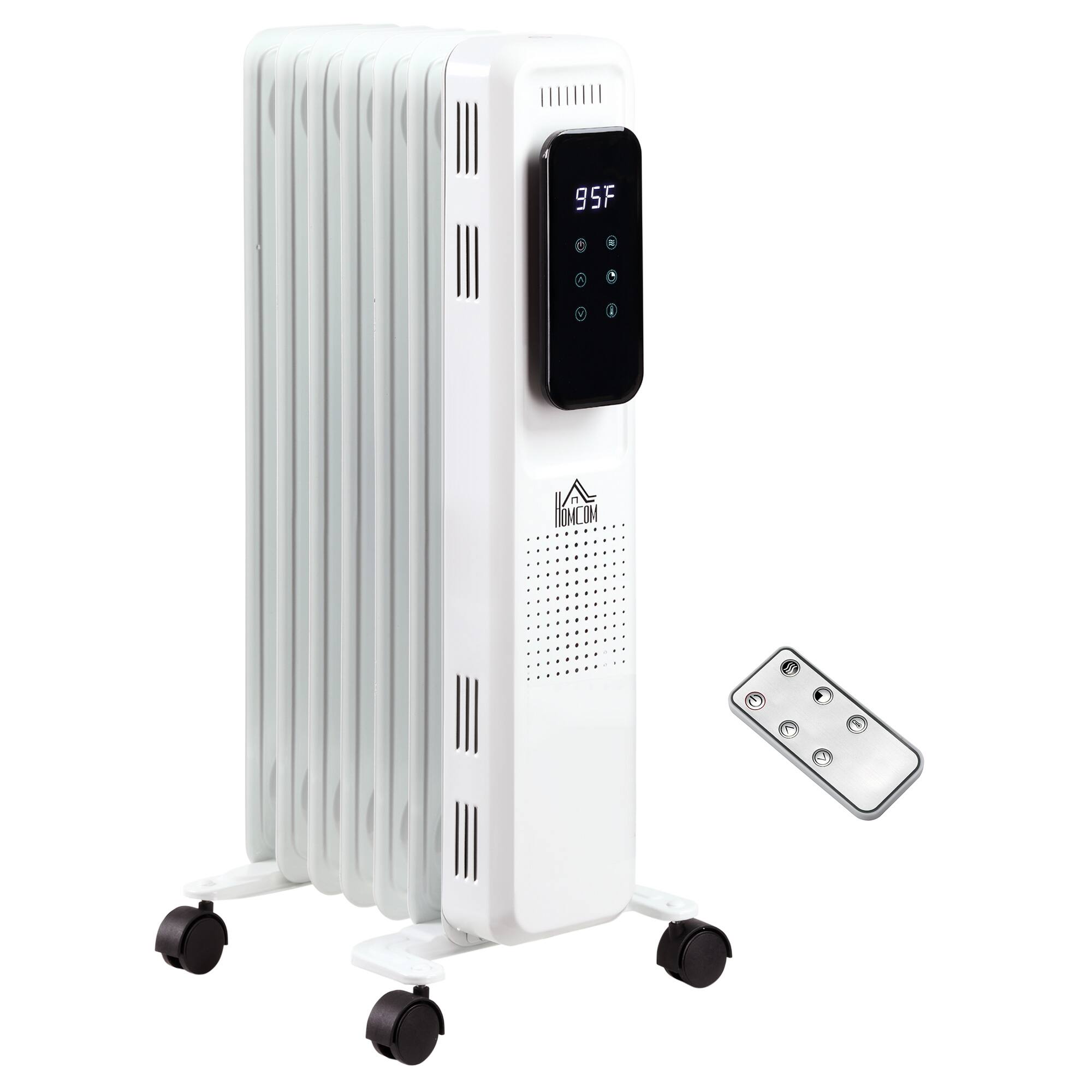 Front. Tiramisubest - 24.75" Electric Space Heater, Freestanding 161 Sq. Ft. Heater with 3 Modes, Timer, and Remote, 1500 W, White - White.