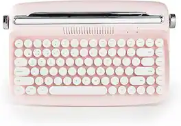 Wikistore - ACTTO B303 Wireless Keyboard, Retro Bluetooth Aesthetic Typewriter Style Keyboard with Integrated Stand for Multi-Device - Pink