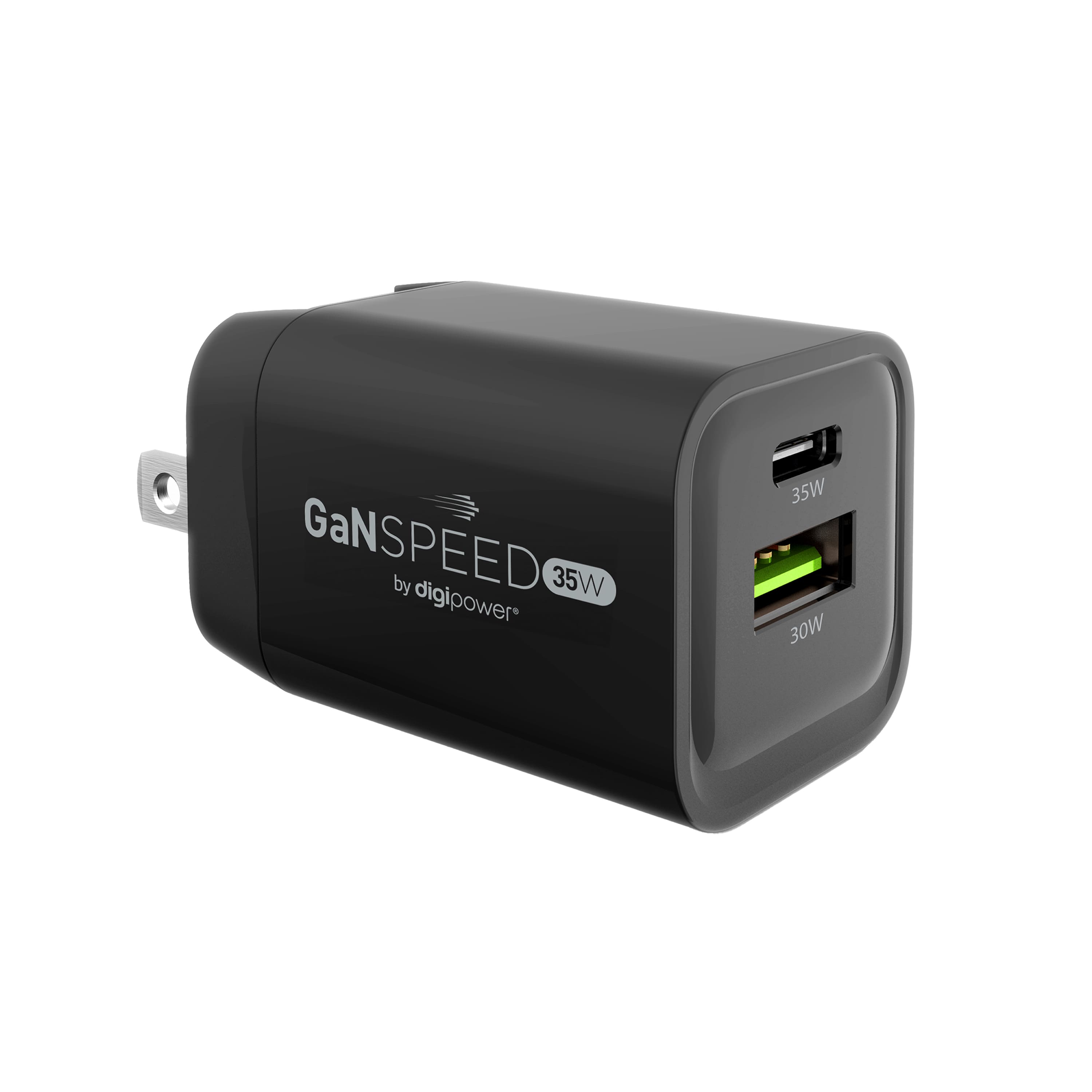Digipower - GaN Speed 35W USB-C and USB-A Compact Charger - Black