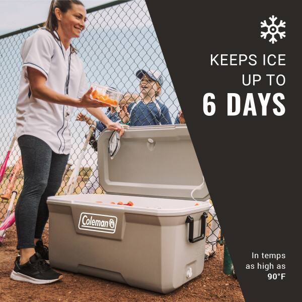 KEEPS ICE UP TO 6 DAYS

Coleman

In temps as high as 90°F