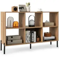 Costway - 6 Cube Storage Shelf Organizer Bookcase Square Cubby Cabinet Bedroom - Natural - Front_Zoom