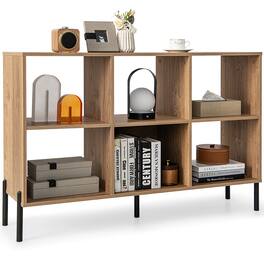 Costway - 6 Cube Storage Shelf Organizer Bookcase Square Cubby Cabinet Bedroom - Natural