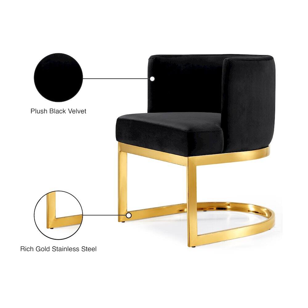 Plush Black Velvet  
Rich Gold Stainless Steel