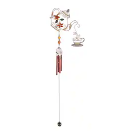 FC Design - 32" Long Teapot Set Wind Chime with Copper Gem Outdoor Patio or Garden Hanging Decoration - Multi-Color