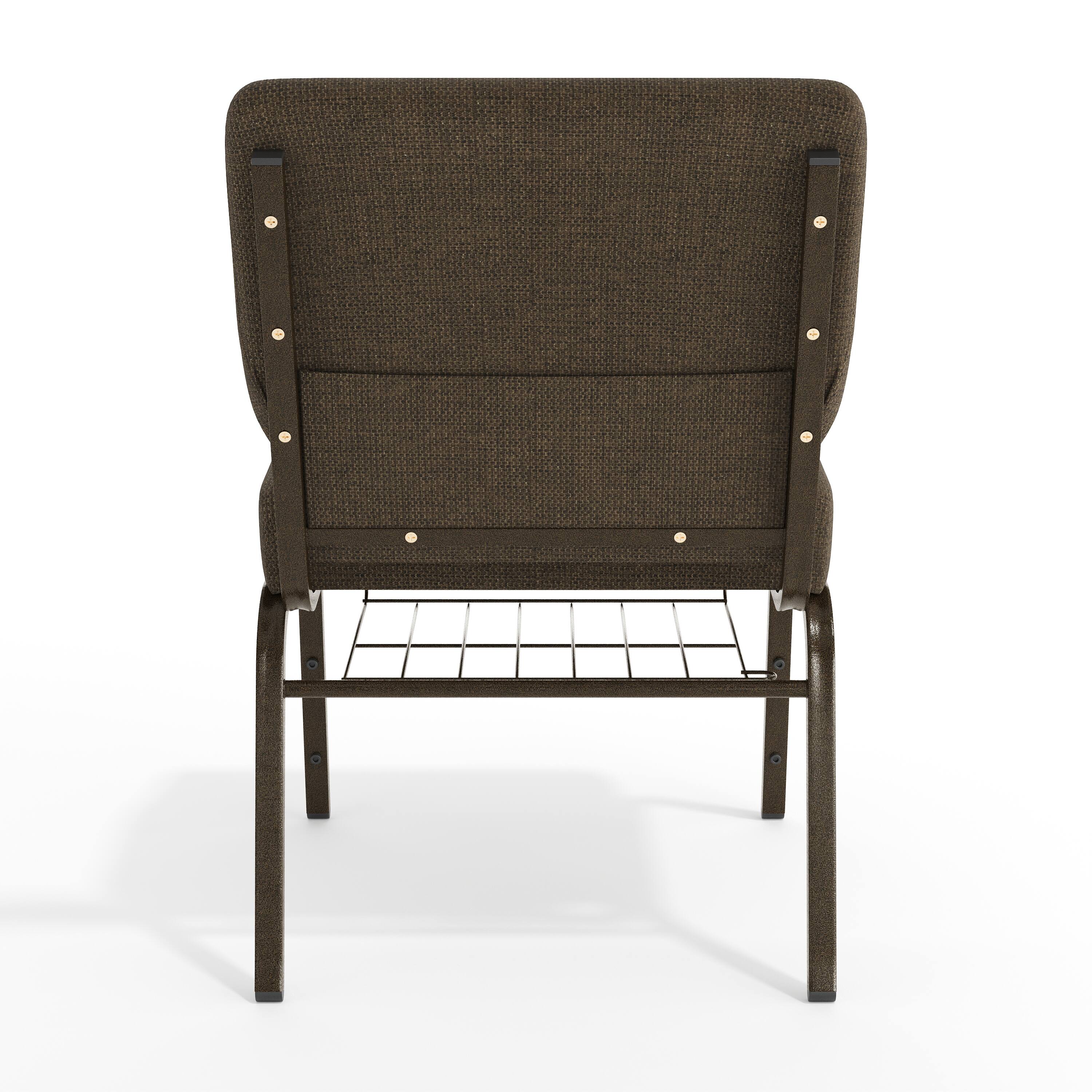 Alt View 7. Emma + Oliver - 21"W Church/Reception Guest Chair with Communion Cup Book Rack - Brown Fabric/Gold Vein Frame.