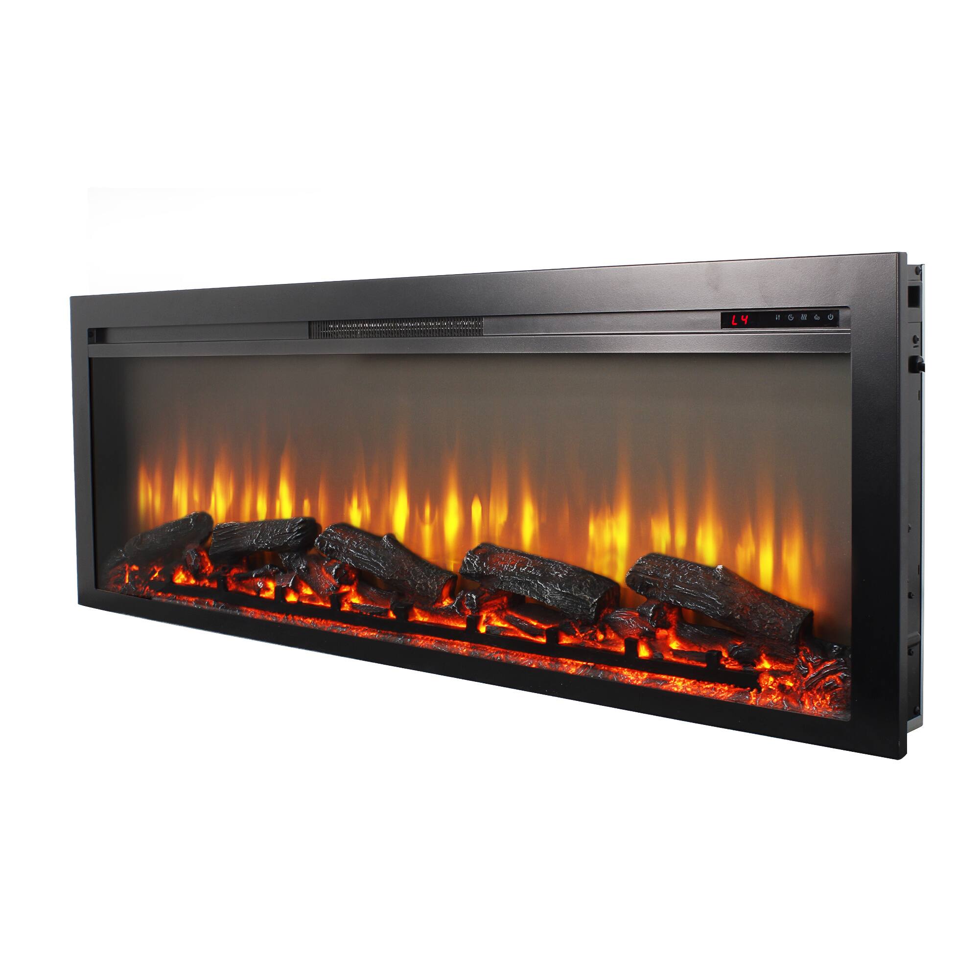 Alt View 1. Boyel Living - 54-in Antique Black Recessed Electric Fireplace 1400W 5000 BTU with Multi-Color Flame Log Display and Remote Control - Antique Black.