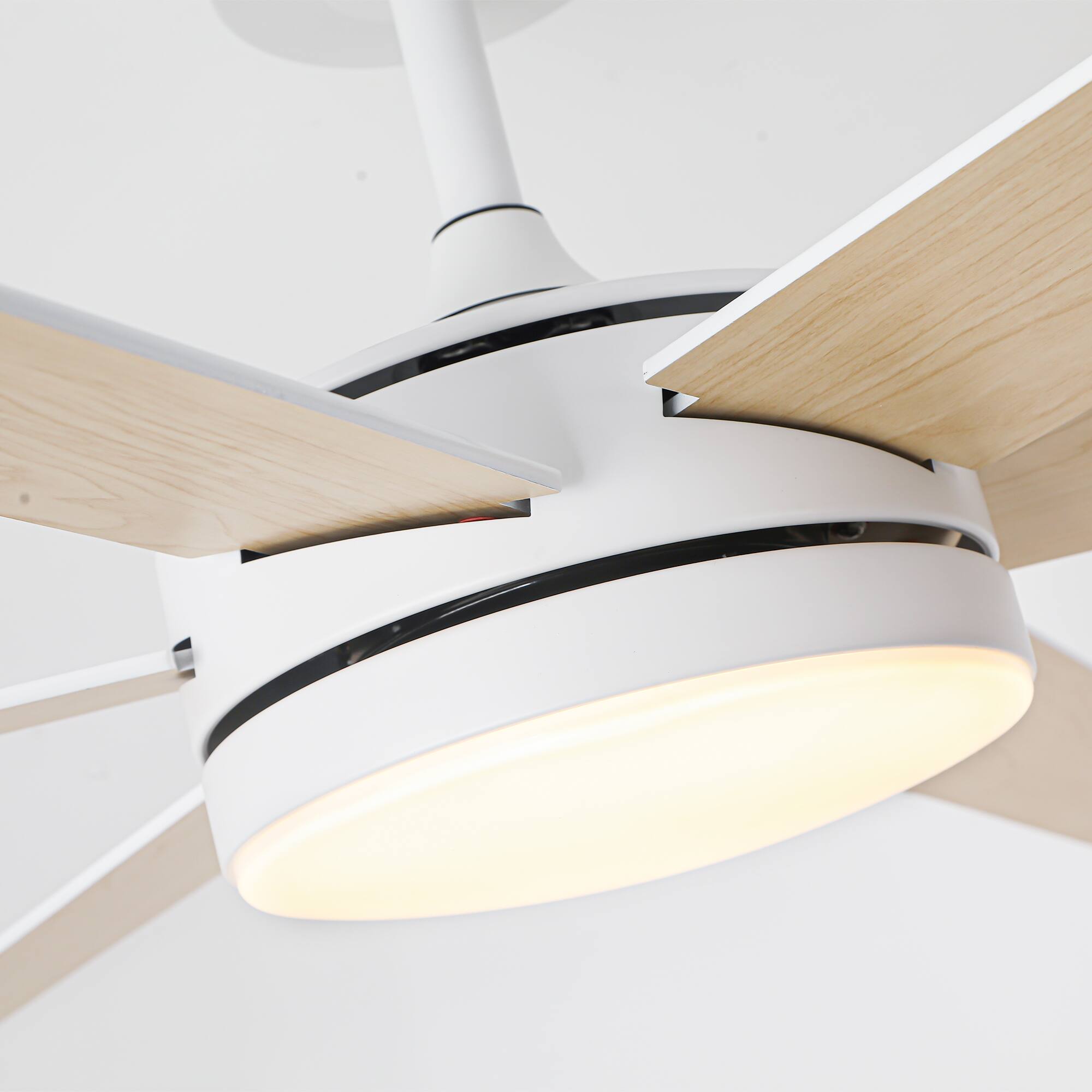 Alt View 10. Vaczon - 60" Modern White 3CCT Integrated LED Ceiling Fan with Remote and APP - White.
