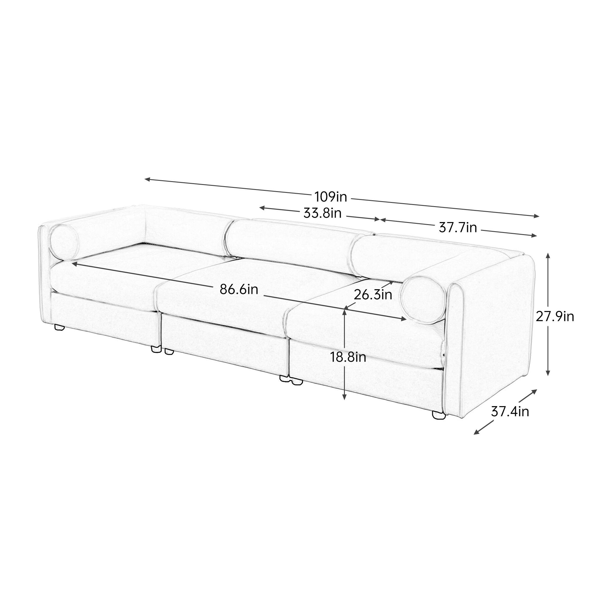 109in  
33.8in  
37.7in  
86.6in  
26.3in  
27.9in  
18.8in  
37.4in