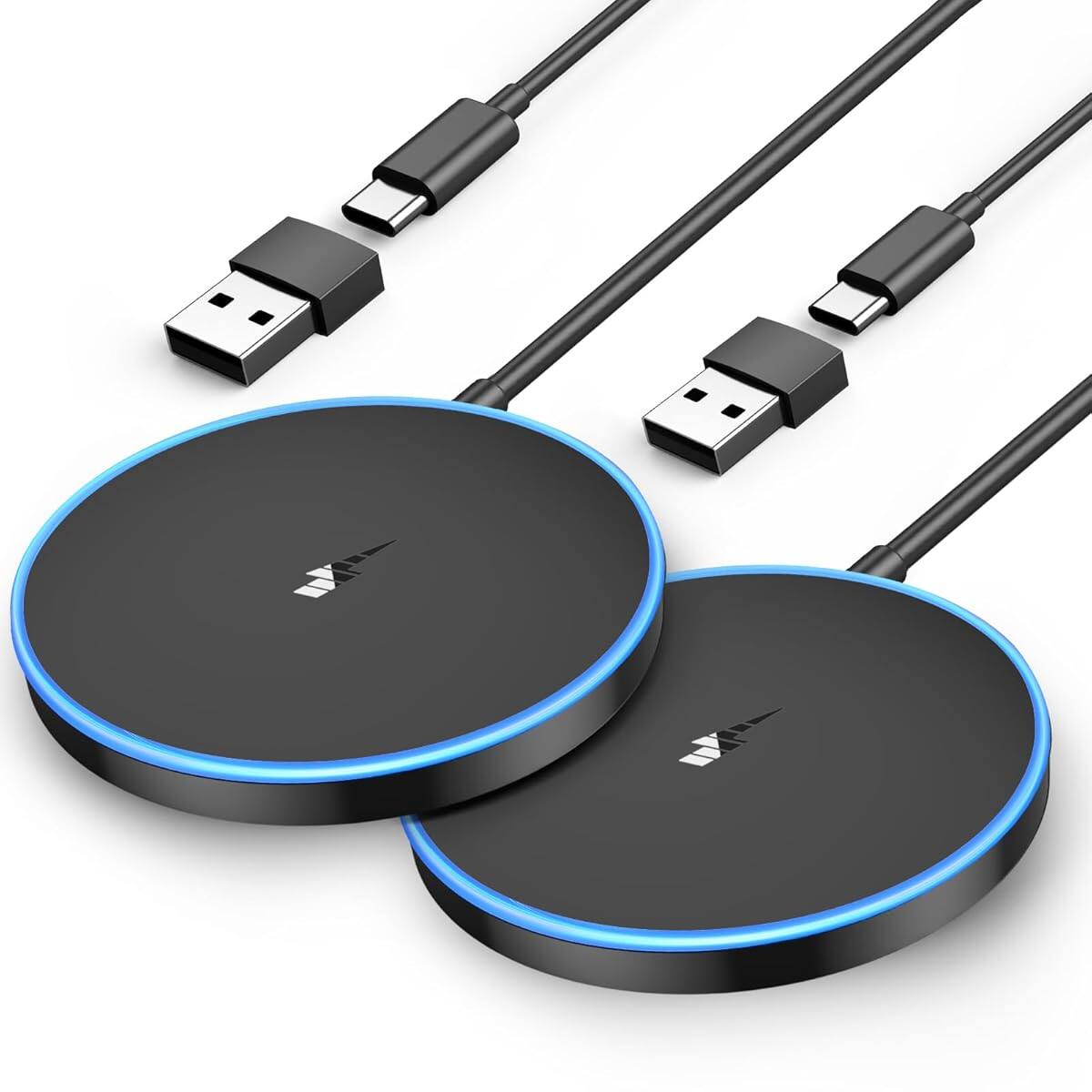 Front. Gravity Ridge - 2-Pack Magnetic Wireless Charger 15W Mag Safe Charger-Fast Charging Pad for iPhone 17/16/15/14/13/12 Series & Airpods - Black.