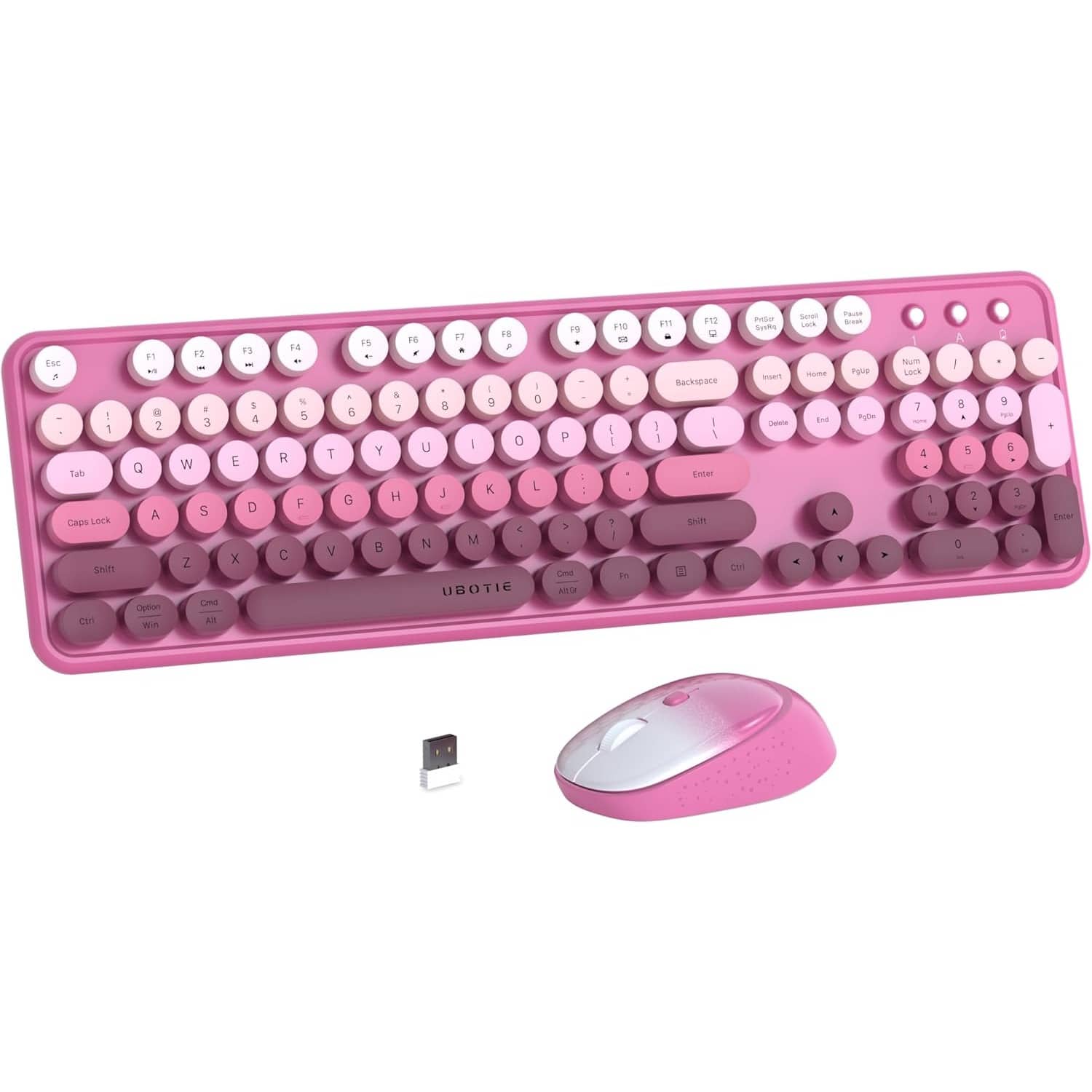 PARKER SLATER - Colorful wireless keyboard and mouse combo with full-size typewriter keys, 2.4GHz connection, optical mouse - Rosy Gradient