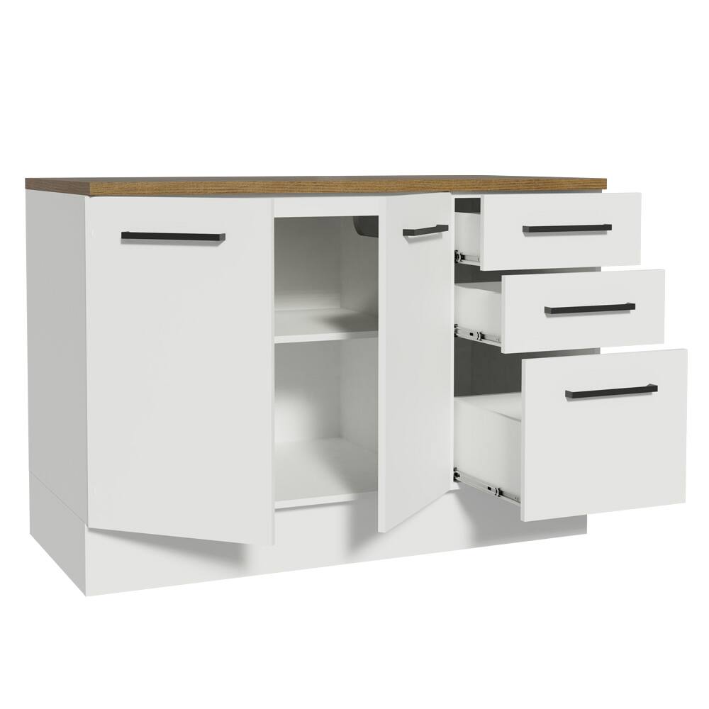 Back. Madesa - Madesa Hazel Kitchen Storage Buffet Base Cabinet 47"L with Drawers - White - White.