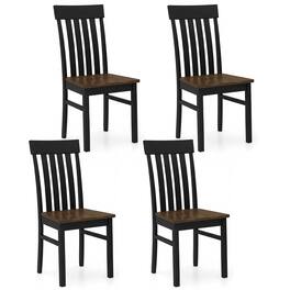 Costway - Dining Chairs Set of 4, Dining Room Chairs with Hollowed Backrests & Wood Seats - Black