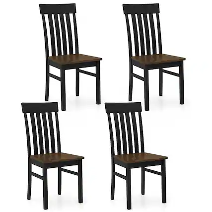 Front. Costway - Costway Dining Chairs Set of 4, Dining Room Chairs with Hollowed Backrests & Wood Seats - Black.