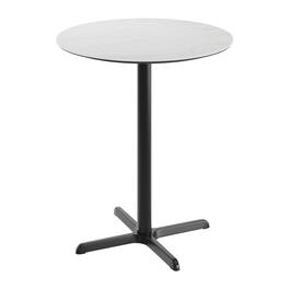 Emma + Oliver - PureShield Tabletop with Seam-Free Surface Innovation and Bar Height Base - White Faux Marble/Black Base