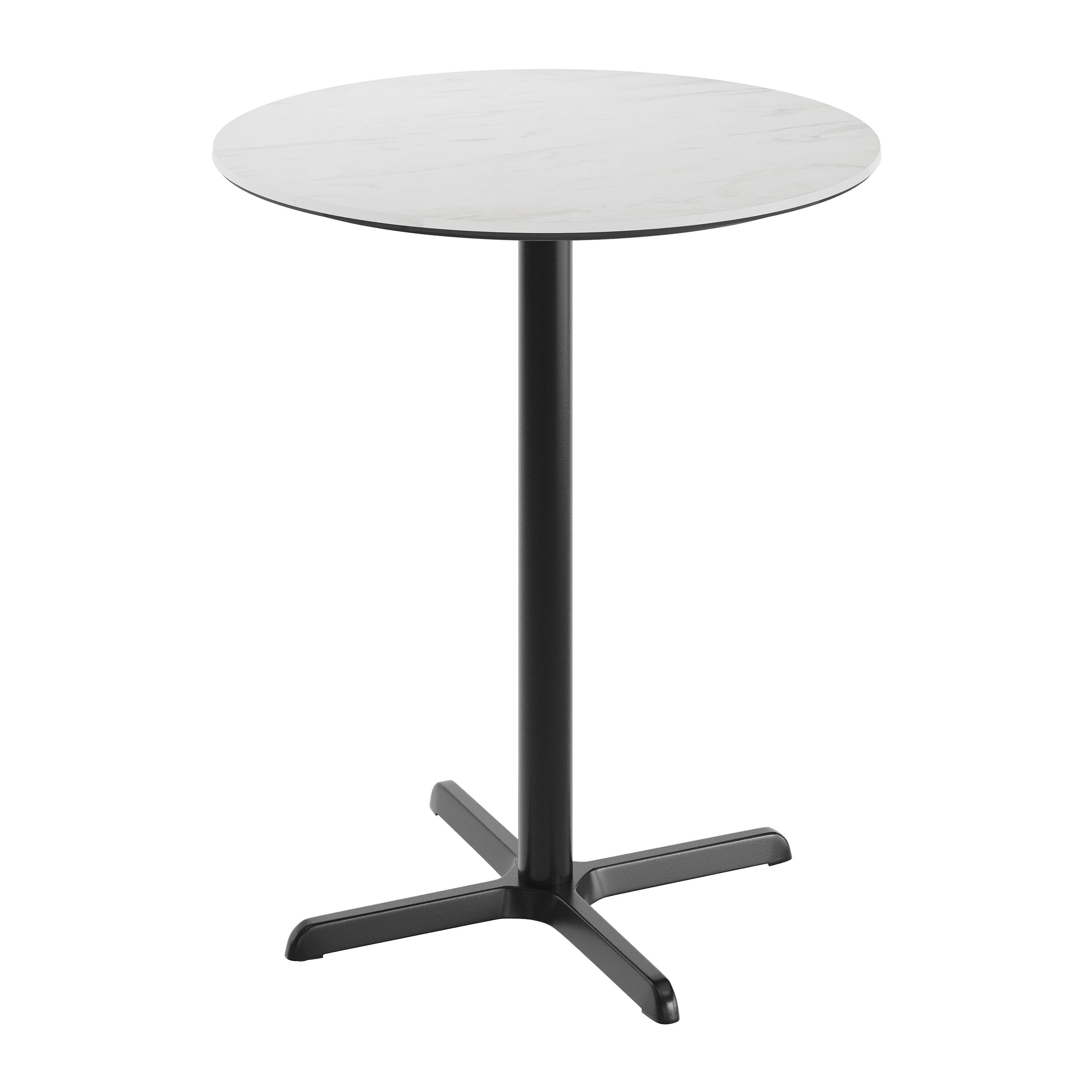 White Faux Marble/Black Base