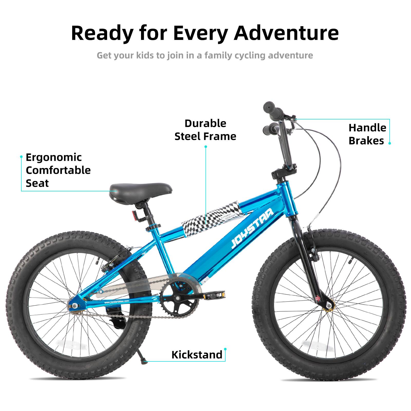Ready for Every Adventure  
Get your kids to join in a family cycling adventure  

- Ergonomic Comfortable Seat  
- Durable Steel Frame  
- Handle Brakes  
- Kickstand
