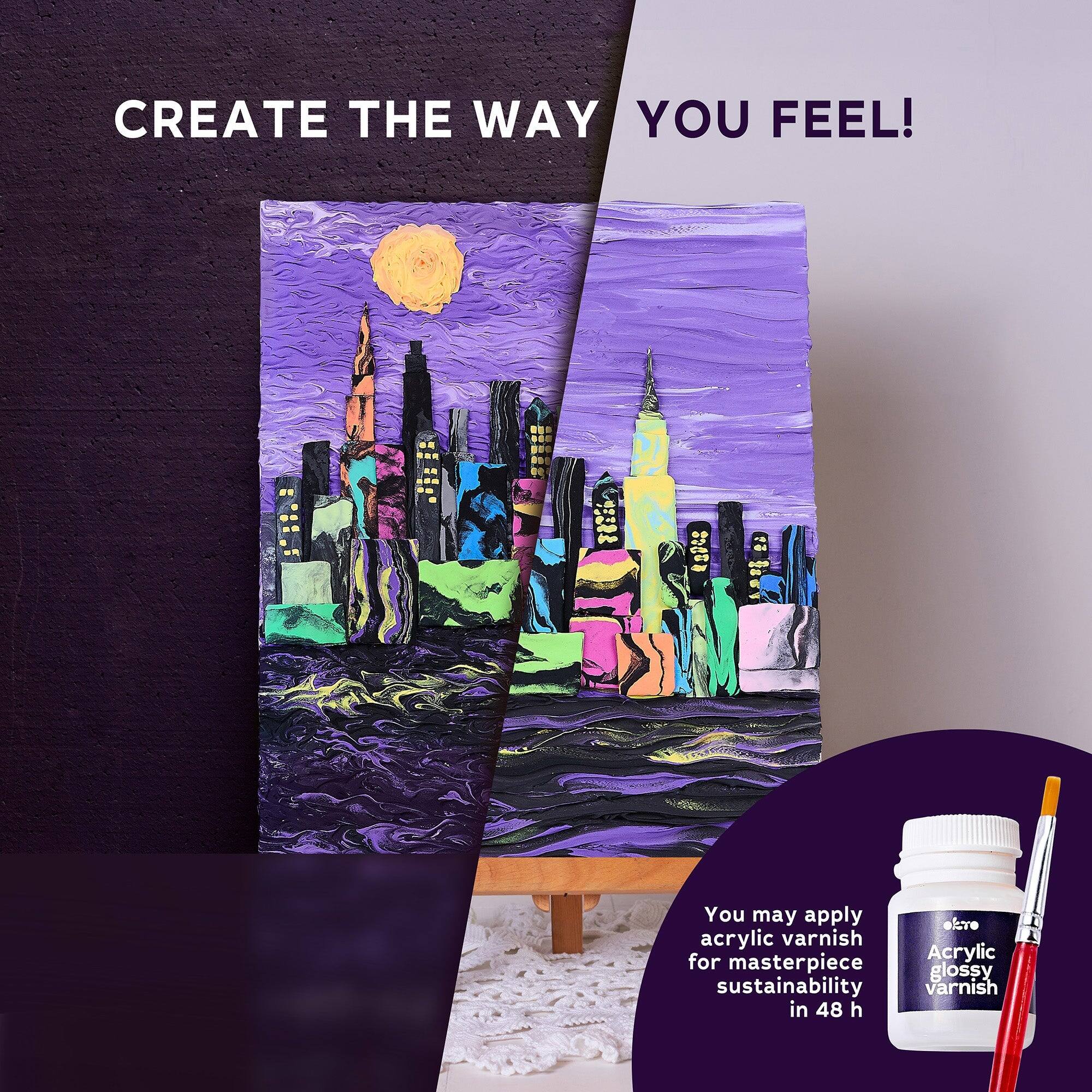 CREATE THE WAY YOU FEEL!

You may apply acrylic varnish for masterpiece sustainability in 48 h