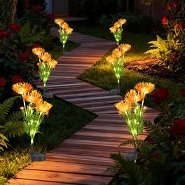 Oumilen - 6PCS Solar-Powered Flower Stake Lights - Decorative Outdoor Garden Pathway Lights with Artificial Blooms