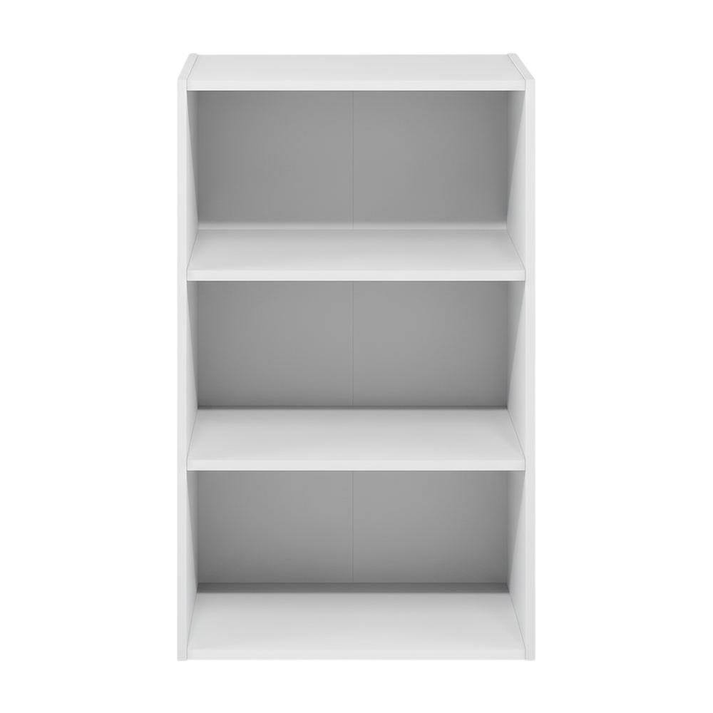 Back. FurniFact - Modern Wood Bookcase with Adjustable Shelves for Living Room Storage - White.