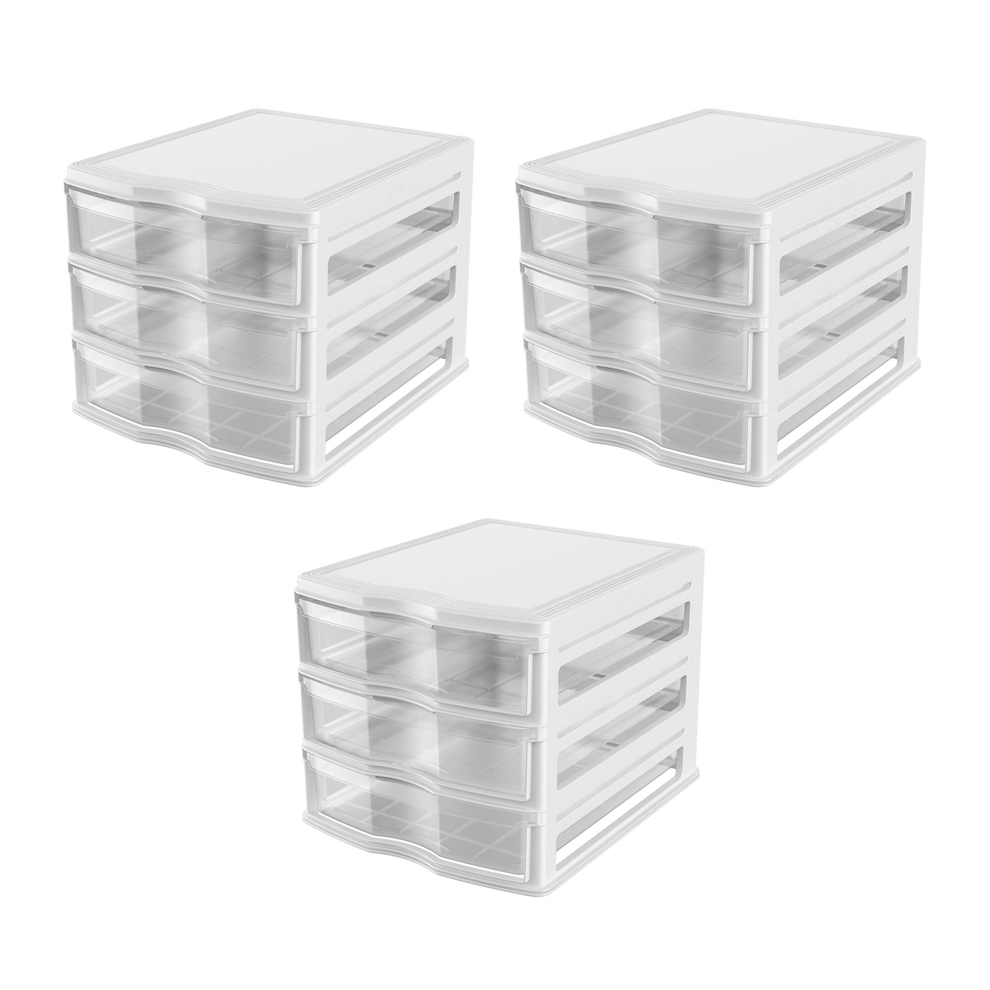 Front. Life Story - Life Story 3 Drawer Stackable Shelf Organizer Storage Drawers, White (3 Pack).