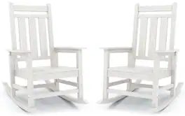 SERWALL - Oversized Outdoor Rocking Chair Set of 2, HDPE All-Weather Patio Rocking Chairs for Porch - White