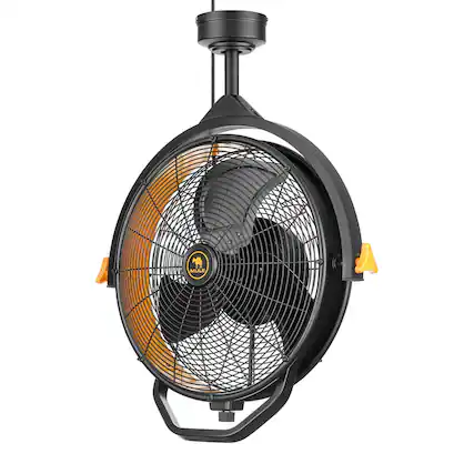 Front. MULE - Mule 18" Fan XL, Dual Height Ceiling Mounting options, Standard 3-Prong Plug - Matte Black.