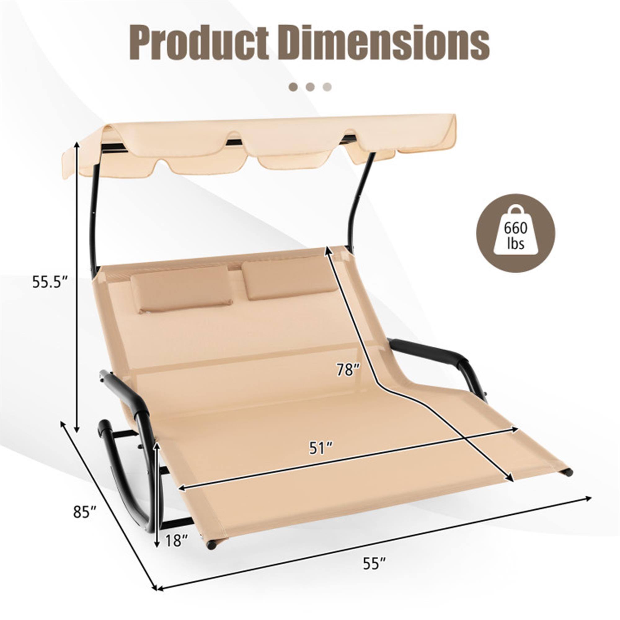 Product Dimensions: 660 lbs, 55.5" x 78" x 51" x 85" x 18" x 55"