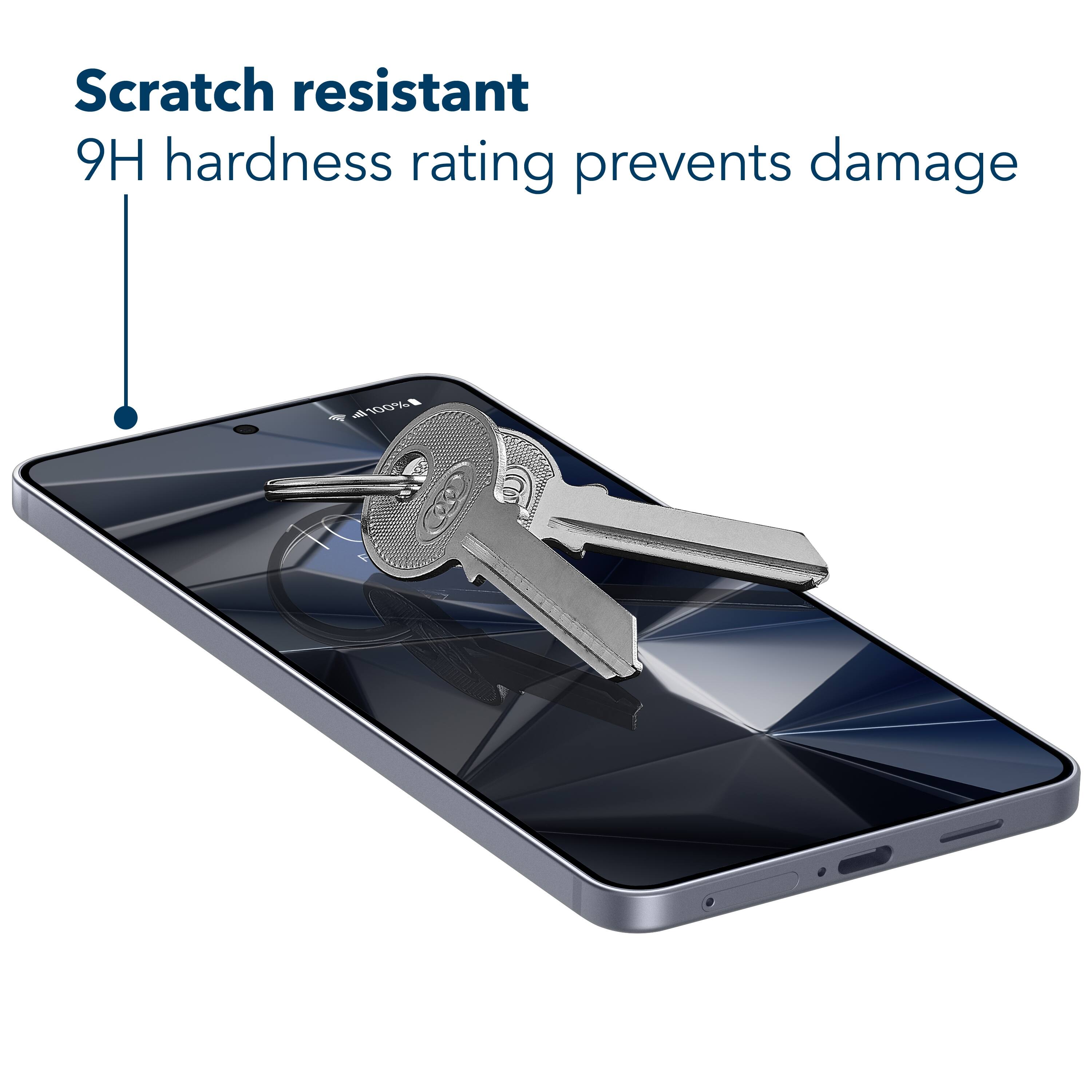 Scratch resistant 9H hardness rating prevents damage.