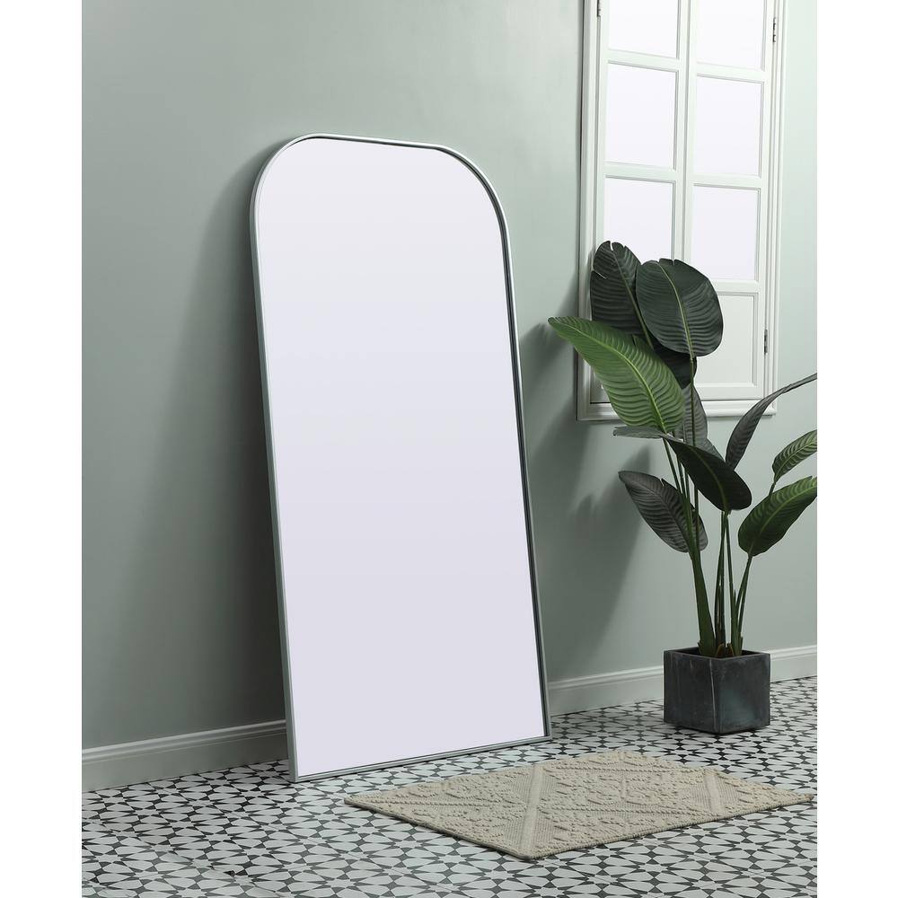 Alt View 3. Elegant Decor - Metal Frame Arch Full Length Mirror 35x66 Inch in Silver - Silver.