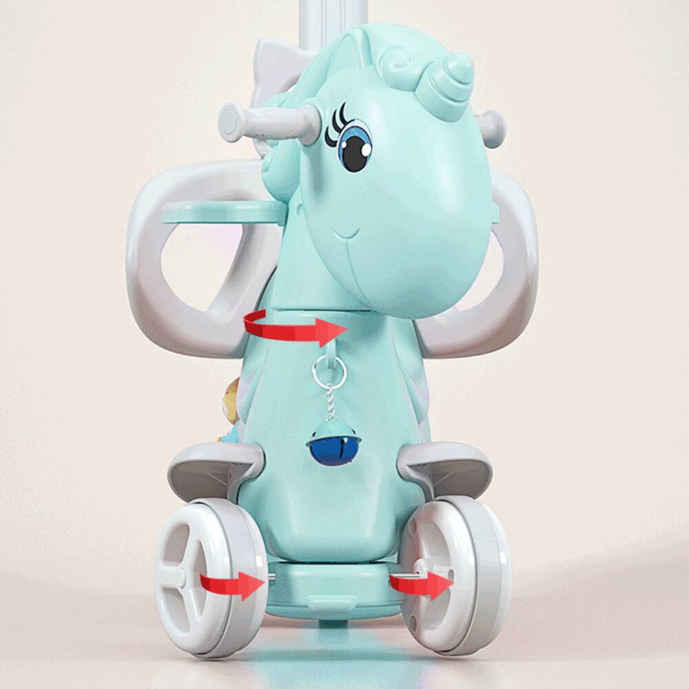 Alt View 1. Siljoy - Blue Unicorn Rocking Horse Ride‑On, 4‑in‑1 Toy with Push Handle & Balance Board, for Toddlers 1‑3 Years - Blue.