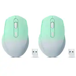 Cozy Serene - Wireless Mouse Rechargeable Silent USB Dual Mode Black Slim Laptop Portable(bt5.2+usb - Wireless - 2 pack Gradient green