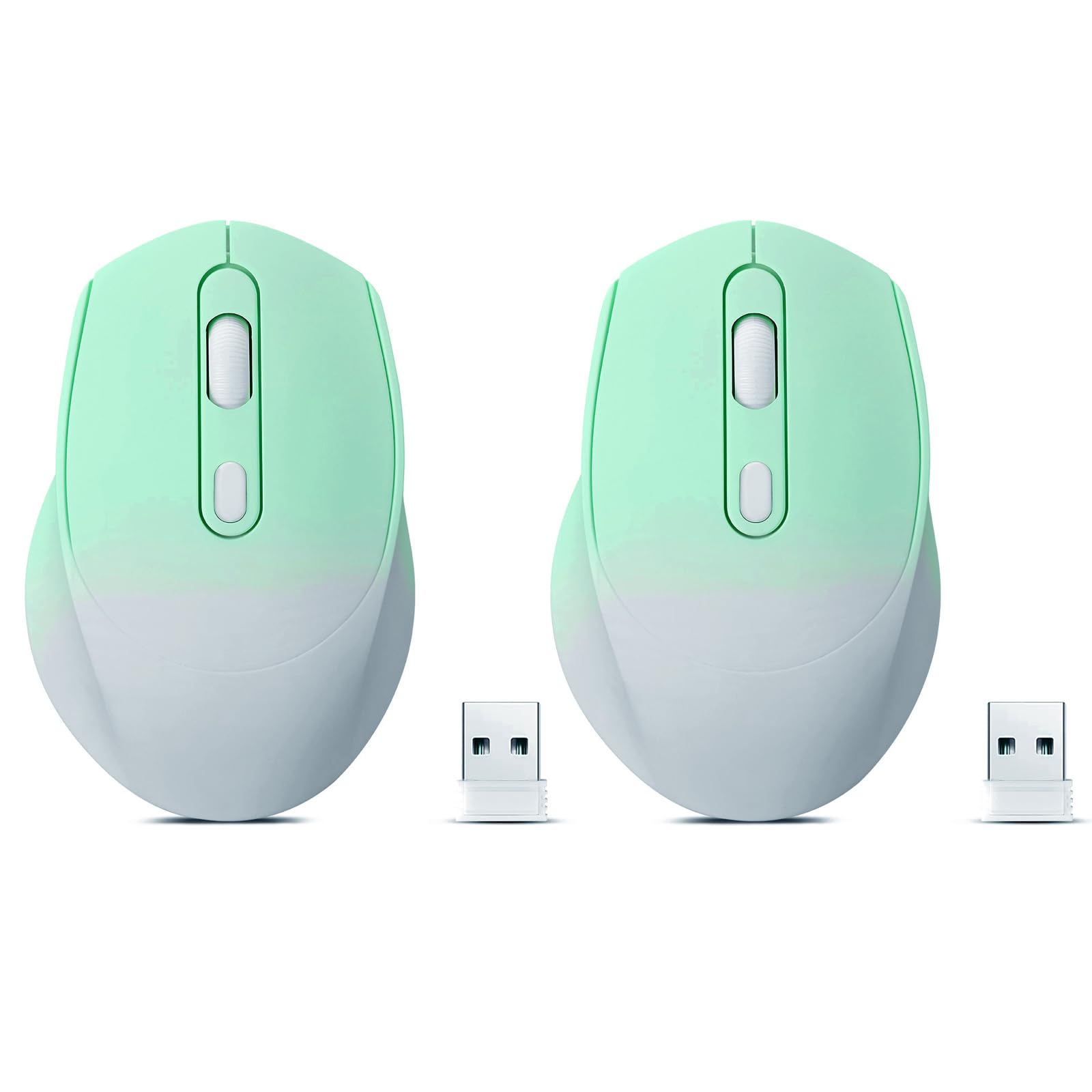 Cozy Serene - Wireless Mouse Rechargeable Silent USB Dual Mode Black Slim Laptop Portable(bt5.2+usb - Wireless - 2 pack Gradient green