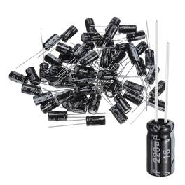 Unique Bargains - 100uF 25V 6x12mm Electrolytic Capacitor, 105C High Temp Radial Leads, for TVs/LCDs/VCD, 60pcs - Black