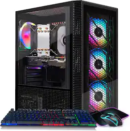 STGAubron - Gaming Desktop PC, Radeon RX 590 8G, Intel i7 Xeon E5 up to 3.6GHz, 16GB RAM, 512GB SSD, WiFi, BT, Win11 Home - Black