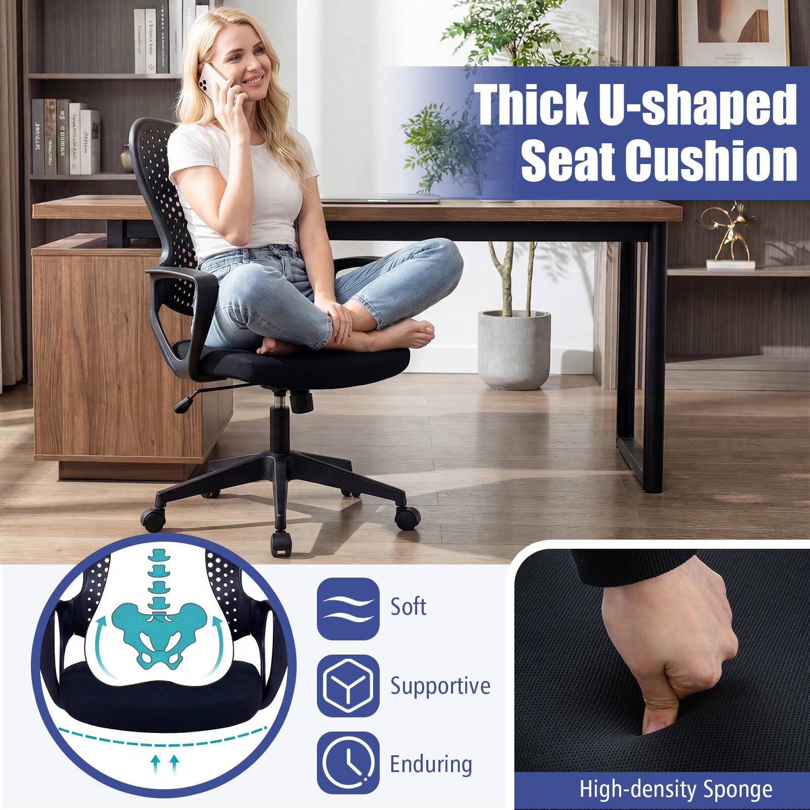 FRESEER I 1 DMLS | Thick U-shaped Seat Cushion Soft Supportive Enduring High-density Sponge