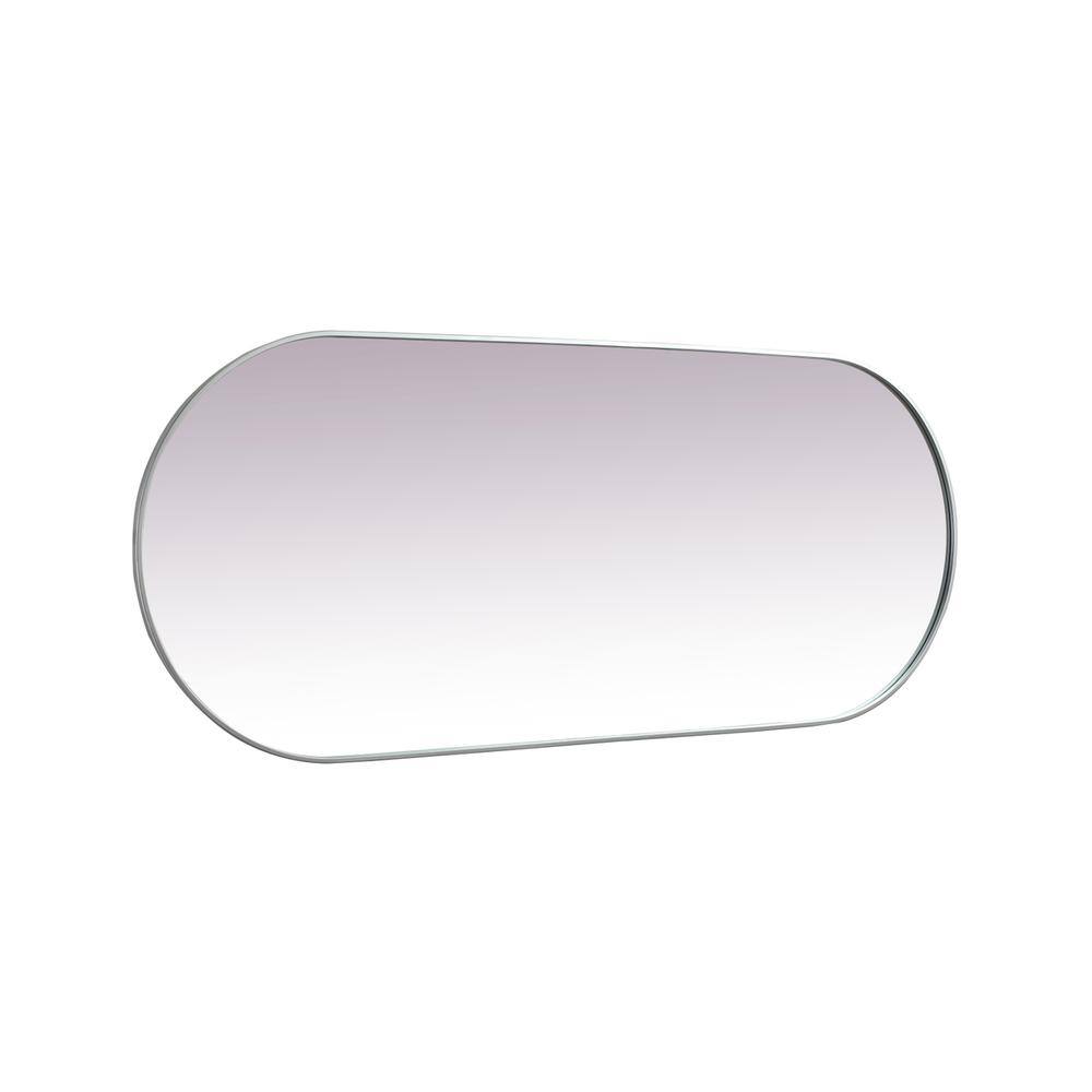 Left. Elegant Decor - Metal Frame Oval Mirror 30x72 Inch in Silver - Silver.
