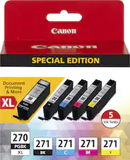 Front. Canon - 270 XL/CLI-271 5-Pack Special Edition Ink Cartridges - Black/Cyan/Magenta/Yellow.