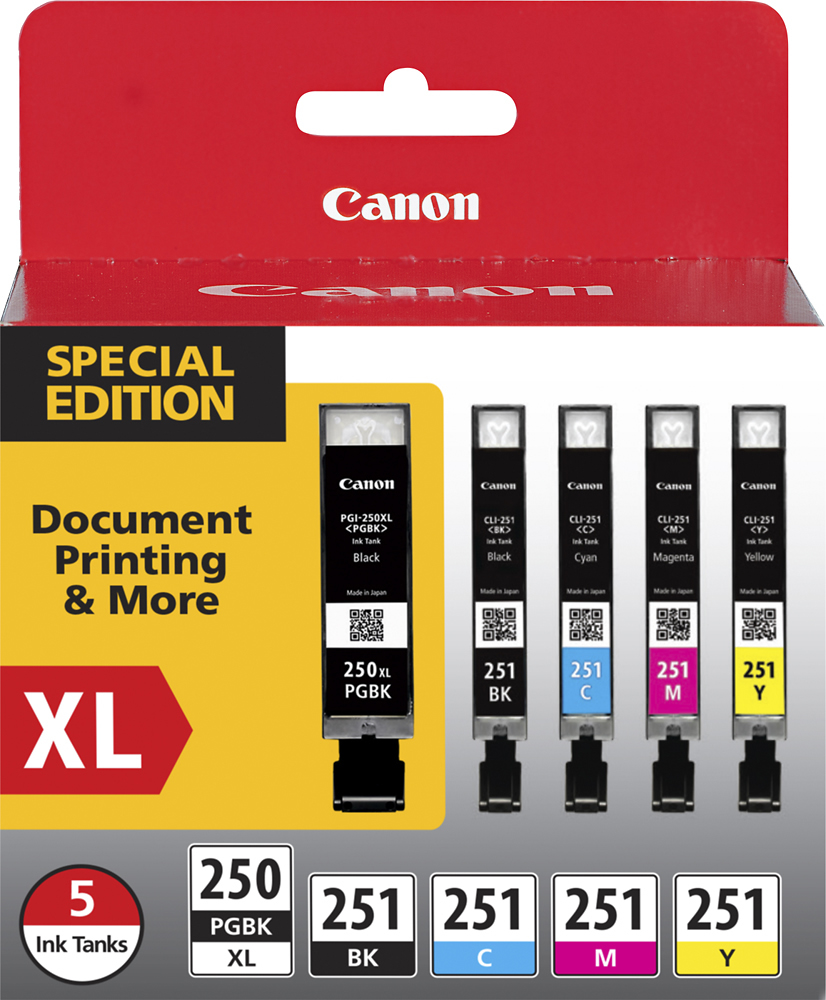 oor Milieuactivist kwaliteit Canon 250 XL/CLI-251 5-Pack Special Edition Ink Cartridges  Black/Cyan/Magenta/Yellow 6432B011 - Best Buy