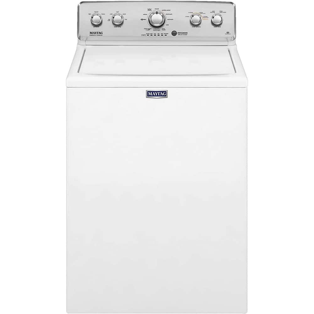 Front. Maytag - 4.2 Cu. Ft. High Efficiency Top Load Washer with Dual-Action PowerWash Agitator - White.