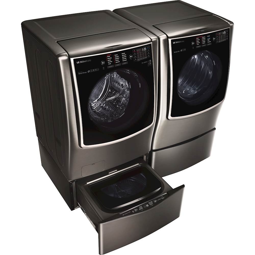 Zoom in on Alt View Zoom 19. LG - SIGNATURE 5.8 Cu. Ft. High-Efficiency Smart Front Load Washer with Steam and TurboWash Technology - Black Stainless Steel.