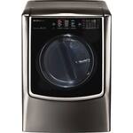LG - SIGNATURE 9.0 Cu. Ft. 14-Cycle Smart Wi-Fi Gas Dryer with TurboSteam - Black stainless steel - Front_Standard