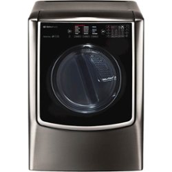 LG - SIGNATURE 9.0 Cu. Ft. Smart Gas Dryer with Steam and Sensor Dry - Black Stainless Steel - Front_Zoom