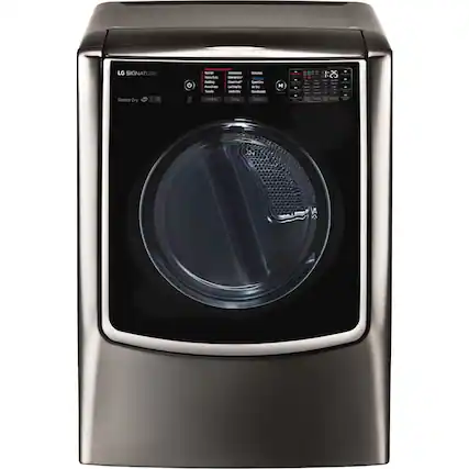 Front. LG - SIGNATURE 9.0 Cu. Ft. Smart Gas Dryer with Steam and Sensor Dry - Black Stainless Steel.