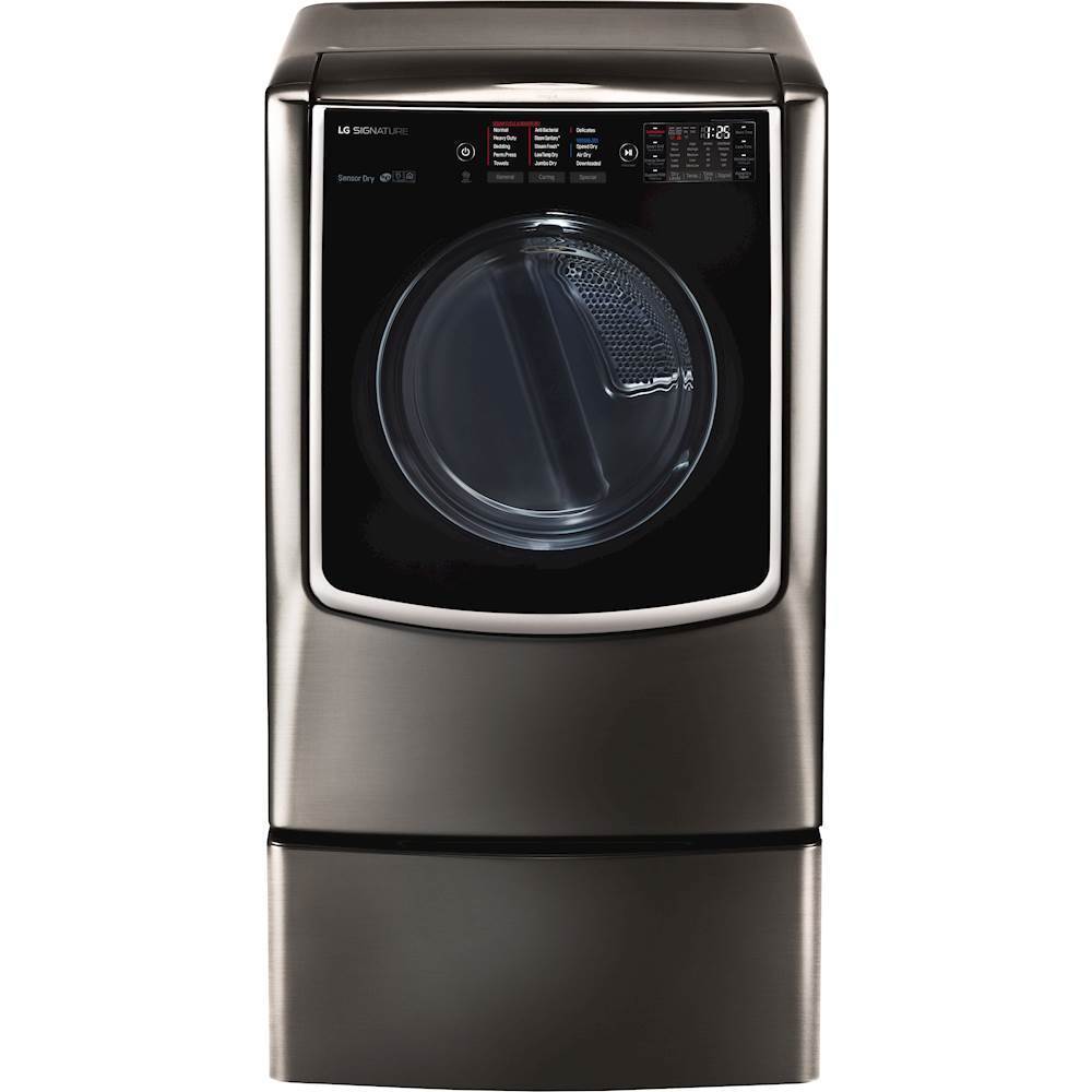 Alt View 15. LG - SIGNATURE 9.0 Cu. Ft. Smart Gas Dryer with Steam and Sensor Dry - Black Stainless Steel.