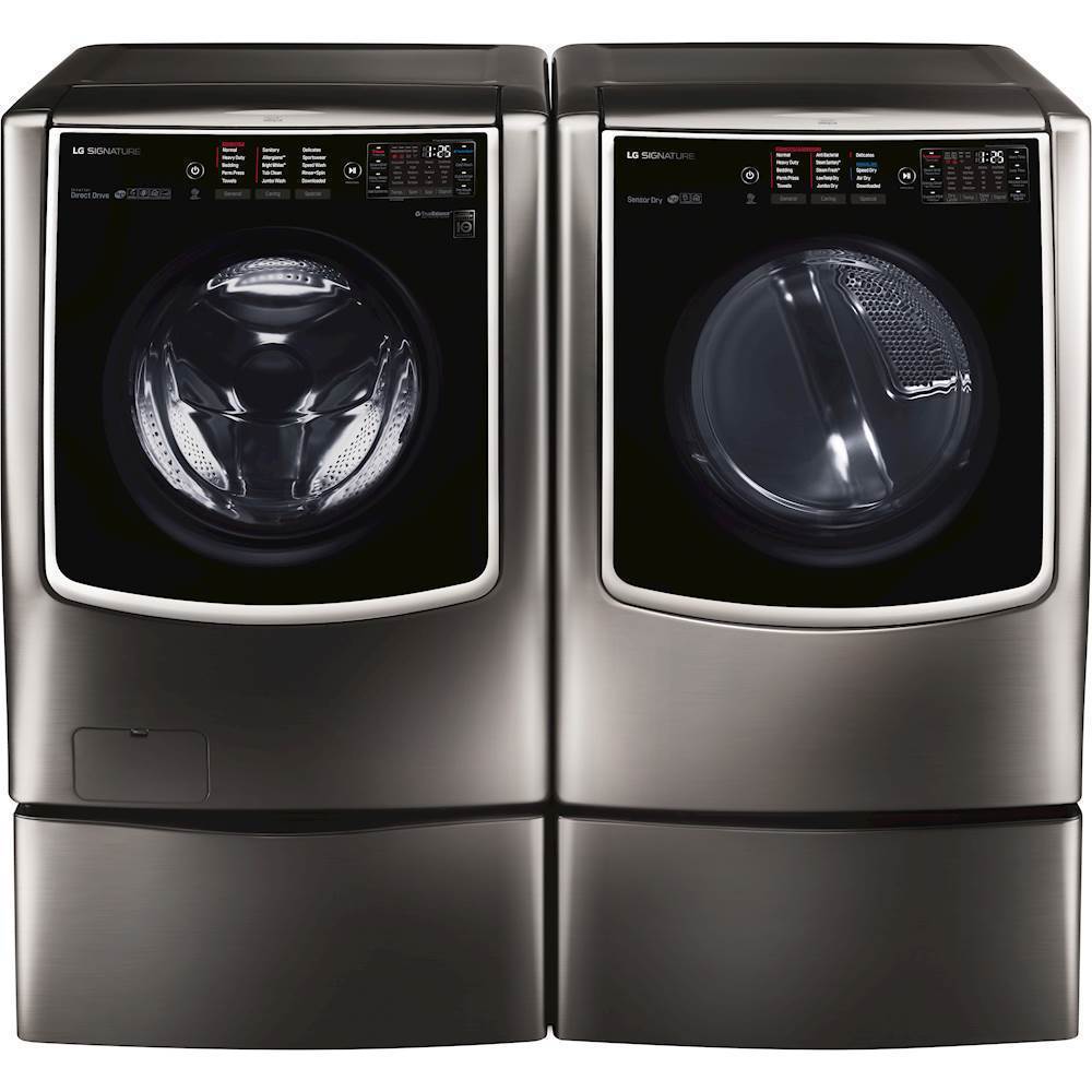 Alt View 18. LG - SIGNATURE 9.0 Cu. Ft. Smart Gas Dryer with Steam and Sensor Dry - Black Stainless Steel.