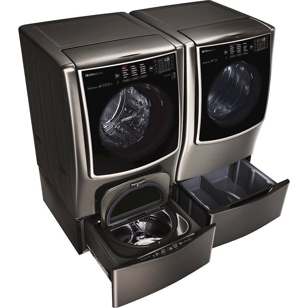 Alt View 19. LG - SIGNATURE 9.0 Cu. Ft. Smart Gas Dryer with Steam and Sensor Dry - Black Stainless Steel.