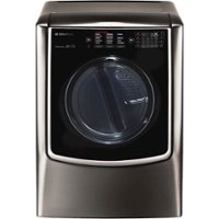 LG - SIGNATURE 9.0 Cu. Ft. Smart Electric Dryer with Steam and Sensor Dry - Black stainless steel - Front_Zoom