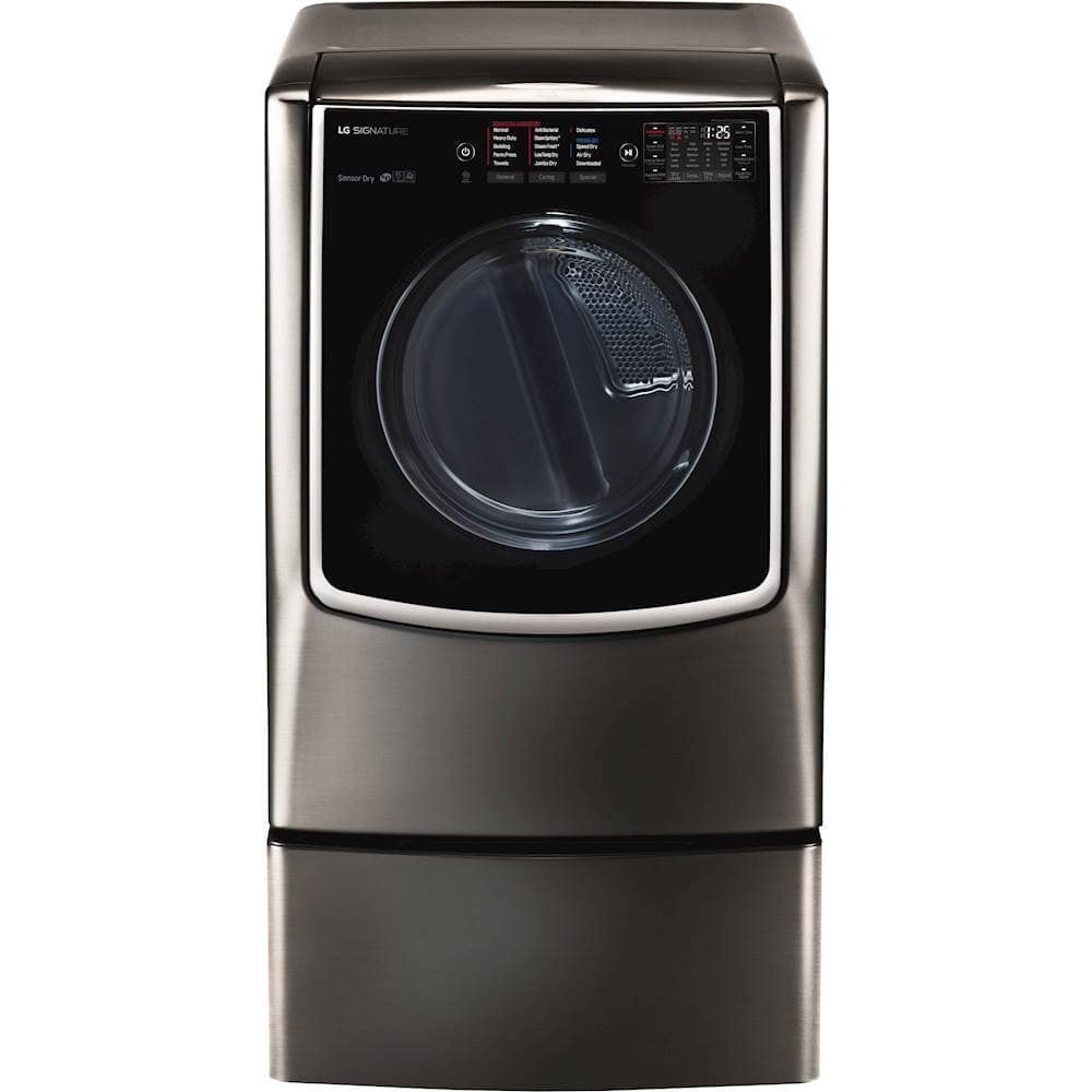 Alt View 15. LG - SIGNATURE 9.0 Cu. Ft. Smart Electric Dryer with Steam and Sensor Dry - Black Stainless Steel.